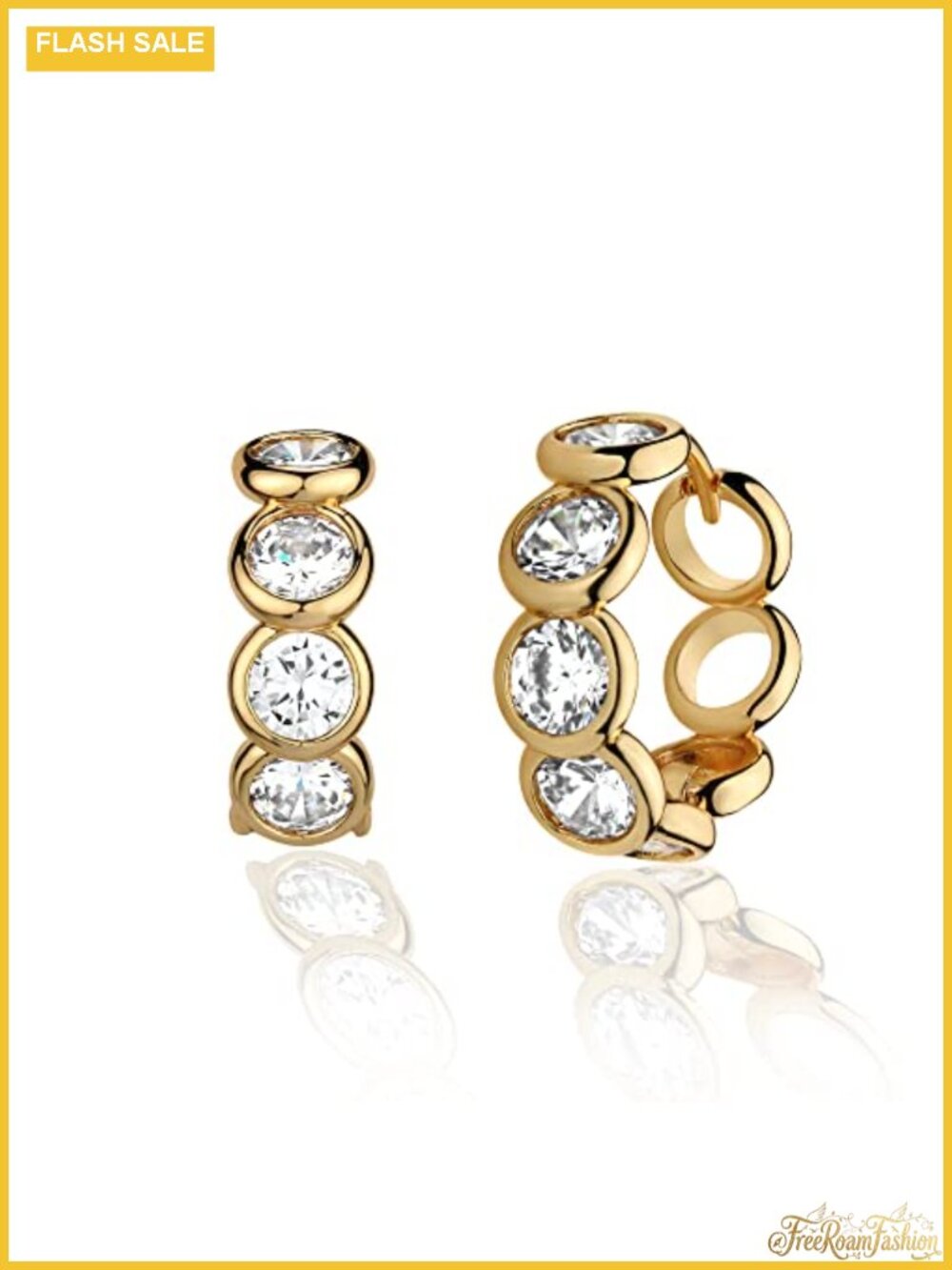 14K Gold Plated Huggie Hoop Earrings CZ Dainty Hypoallergenic Minimalist